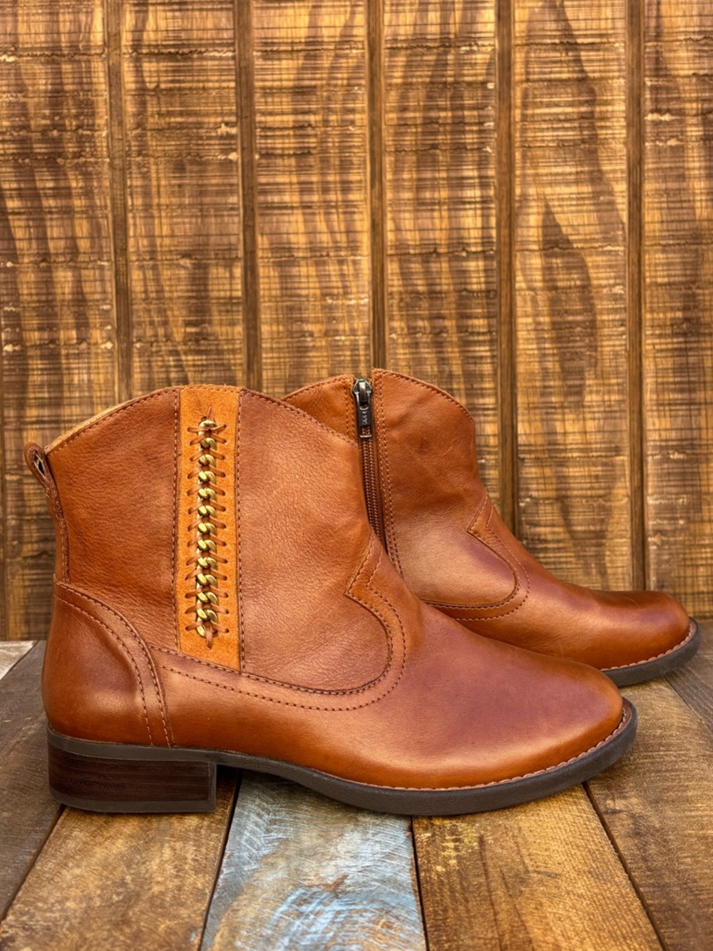 Nurture by Lamaze Tan Brown Leather Ankle Booties